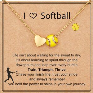 Sports Necklace Brass Softball Soccer Volleyball Basketball Jewelry Gift for Gir